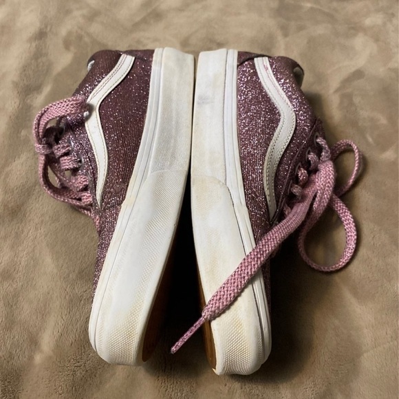 Same Day Shipping Vans Pink Sneakers size 6 with White Side Stripe Thick Laces - Picture 3 of 8